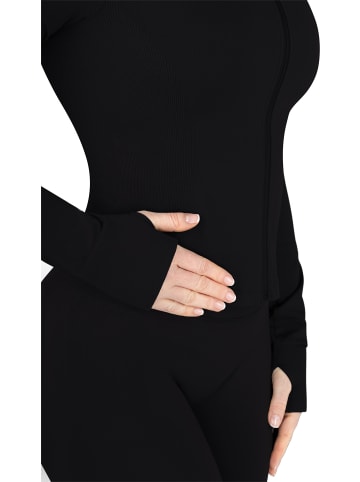 Circle Five Damen Shaping Zipper Jacke Trainingsjacke in Schwarz