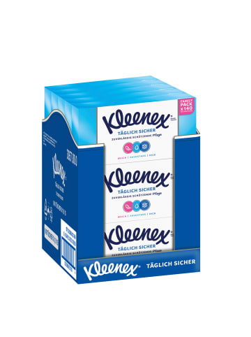Kleenex Täglich Sicher Taschentücher-Box Kosmetiktücher 3-lagig 15 x 140 Tücher
