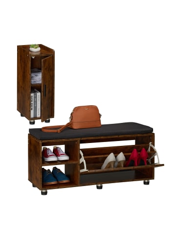 relaxdays 2-tlg. Schuhbank mit Schrank Set in Industrial/ Schwarz