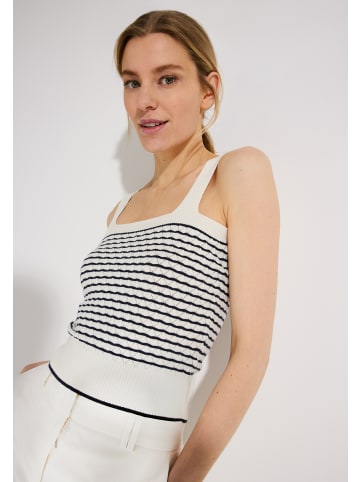 More & More kurzes,  schmales Stricktop, gestreift in marine/offwhite