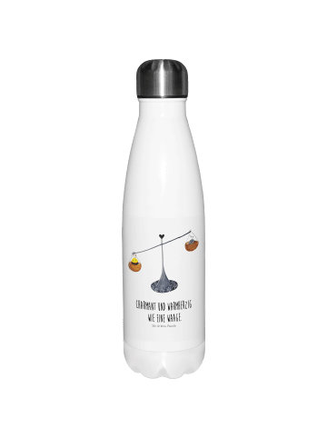 Mr. & Mrs. Panda Thermosflasche Sternzeichen Waage mit Spruch in Weiß