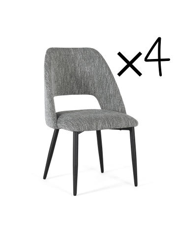 Giner y Colomer 4-er Set: Stühle aus grauem Stoff und Metall in Gray