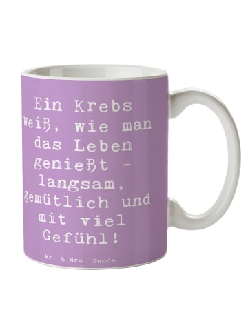 Mr. & Mrs. Panda Kaffeetasse Spruch Krebs Genießer mit Spruch in Lavendeltraum