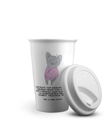 Mr. & Mrs. Panda Kaffeebecher To Go Halloween Herzschutz mit Spruch in Weiß
