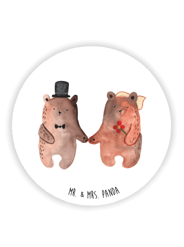 Mr. & Mrs. Panda Rund Magnet Bär Heirat ohne Spruch in Weiß