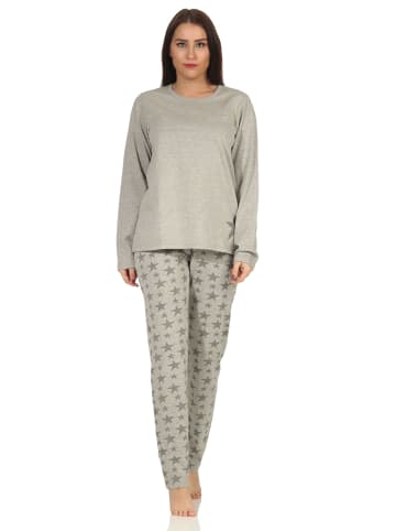 NORMANN Schlafanzug Pyjama langarm Sterne - 64556 in grau