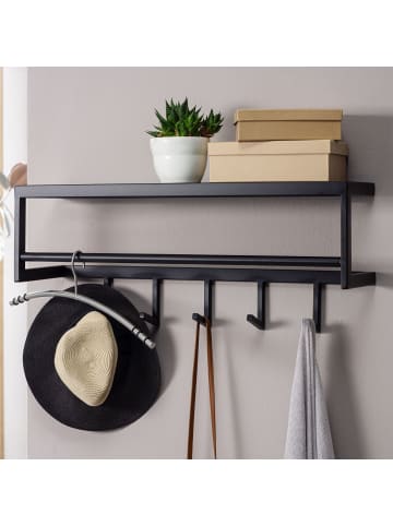 FineBuy Wandgarderobe in Schwarz / Metall / 70x20x20