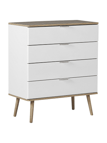 Beliani Kommode WALPI in Weiß/Braun - (W) 79 x (H) 93 x (L) 40 cm