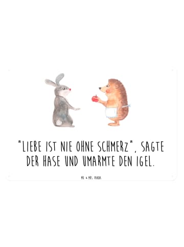 Mr. & Mrs. Panda Blechschild Hase Igel mit Spruch in Weiß