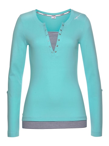 Kangaroos 2-in-1-Shirt in türkis-schwarz-weiß