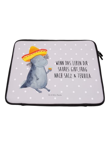 Mr. & Mrs. Panda Computertasche Axolotl Tequila mit Spruch in Grau Pastell