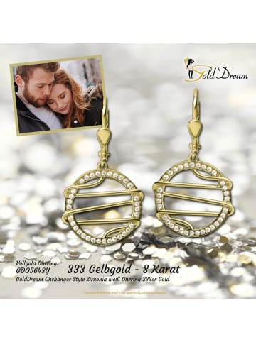 GoldDream Echtgold, 333er Gelbgold Damen Ohrhänger Style Ohrring ca. 33mm