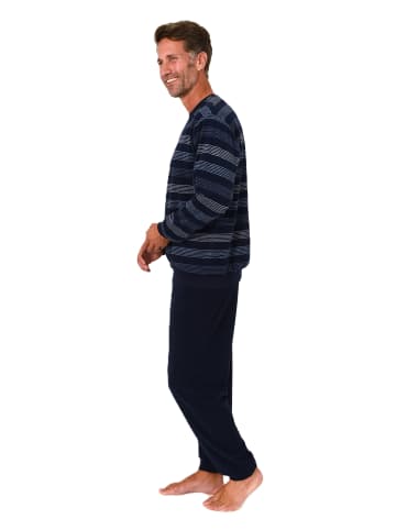 NORMANN Langarm Schlafanzug Frottee Bündchen - 86758 in navy