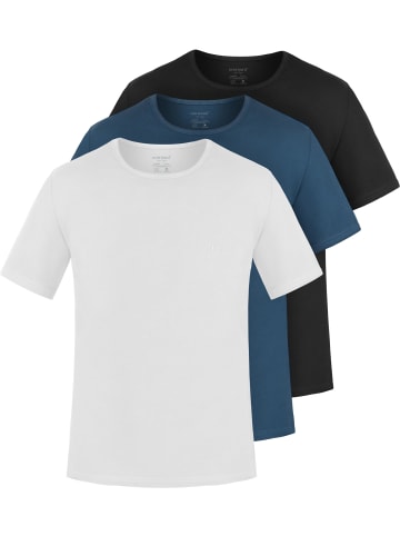 normani 3er Set Herren T-Shirts aus Bio-Baumwolle Nyons in Marine/Schwarz/Weiß