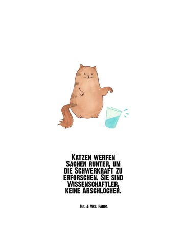 Mr. & Mrs. Panda Trinkflasche Katze Wasserglas mit Spruch in Weiß