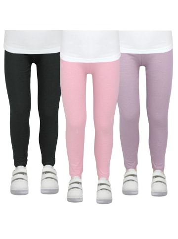 TupTam Mädchen Winter Leggings Blickdichte Thermo 3er Pack in schwarz/rosa
