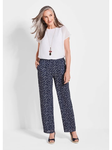 GOLDNER Kurzgröße:  Luftige Hose VERA mit Tupfenmuster in marine / gemustert