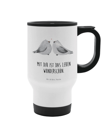 Mr. & Mrs. Panda thermosbecher Turteltauben Liebe mit Spruch in Weiß