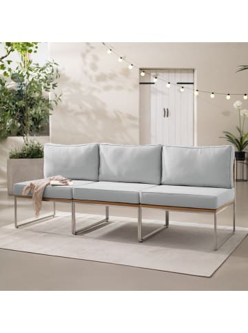 home24 Loungesofa TEAKLINE 3-teilig Kombi B in Hellgrau