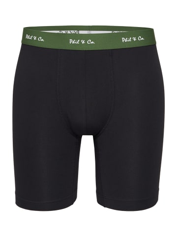 Phil & Co. Berlin  Retro Pants Jersey Long Boxer in black+green