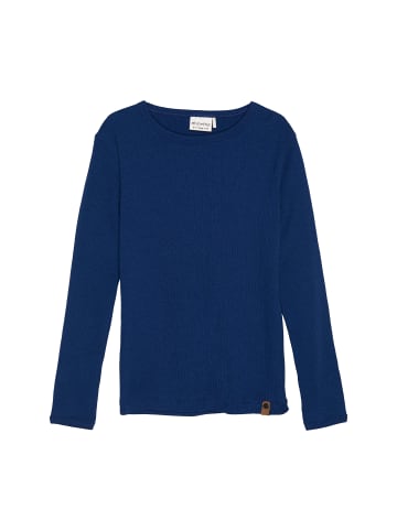 Minymo Langarmshirt MIT-shirt LS Rib - 133232 KW Langarmshirt mit Strick-Optik in Blau