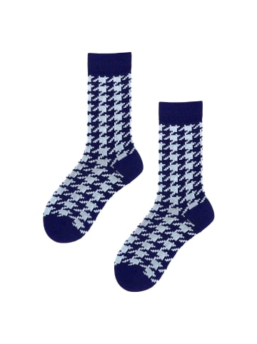 Hudson Socken Rough Check gemustert in Marineblau