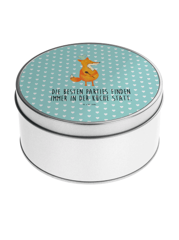 Mr. & Mrs. Panda Teedose Fuchs Koch mit Spruch in Türkis Pastell