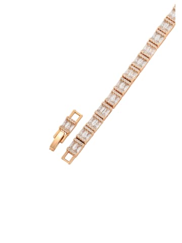 faina Women Crystal-Studded Link Bracelet in Rose Gold White