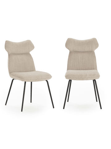 CALICOSY 2er-Set Stühle DARA in Beige - (W) 47 x (H) 51 x (L) 65 cm