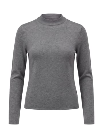 Zero  Feinstrickpullover mit Stehkragen in True Grey Melange