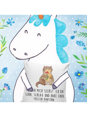 Mr. & Mrs. Panda kuschelkissen 40x40 Otter Blumenstrauß mit Spruch in Weiß