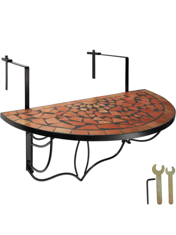 tectake Balkontisch zum Einhängen, 75 x 65 x 62 cm, mit soliden Metallhaken