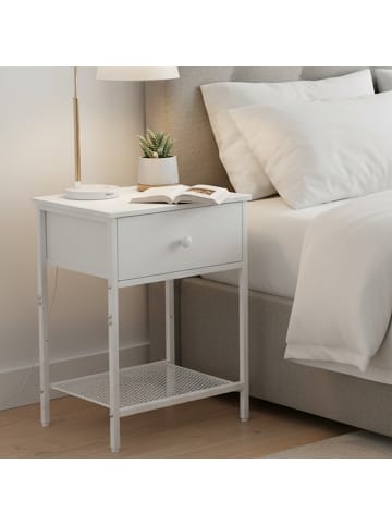 relaxdays 2 x Nachttisch in Weiß – (B)40 x (H)55 x (T)30 cm