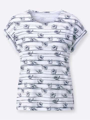 WITT WEIDEN Shirt in weiß-marine-bedruckt