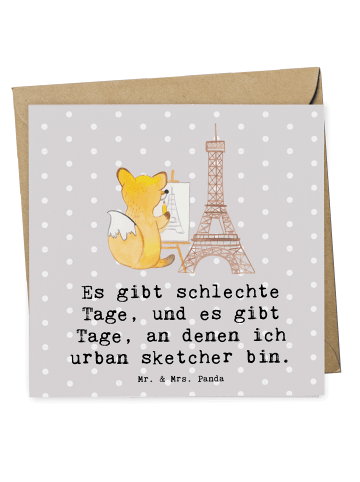 Mr. & Mrs. Panda Deluxe Karte Fuchs Urban sketching mit Spruch in Grau Pastell