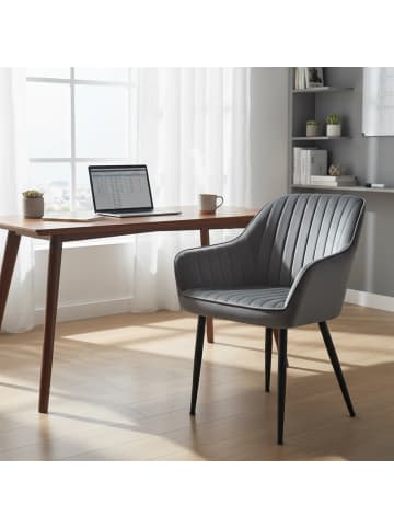 SONGMICS 6er-Set: Esszimmerstuhl in Dunkelgrau-Schwarz - (B)60 x (H)85 x (T)62.5 cm