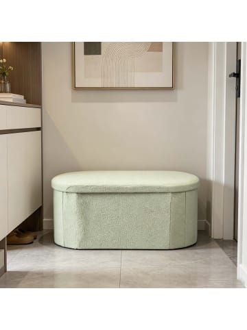 relaxdays Sitzbank in Salbei - (B)76 x (H)38 x (T)38 cm