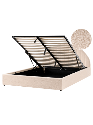 Beliani Doppelbett CHADENET in Beige - (W) 171 x (H) 102 x (L) 215 cm