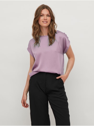 Vila Satin Blusen T-Shirt Kurzarm Basic Top Glänzend VIELLETTE in Rosa
