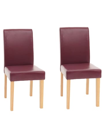 MCW 2er-Set Esszimmerstuhl Littau, Kunstleder, rot, helle Beine