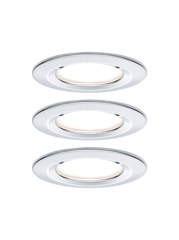 paulmann LED Einbaustrahler Set Nova Coin 3er rund, starr, dimmbar in Chrom- Ø: 78mm