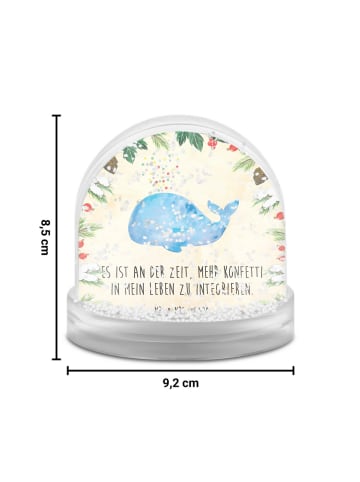 Mr. & Mrs. Panda Schneekugel Weihnachten Wal Konfetti mit Spruch in Naturpapier