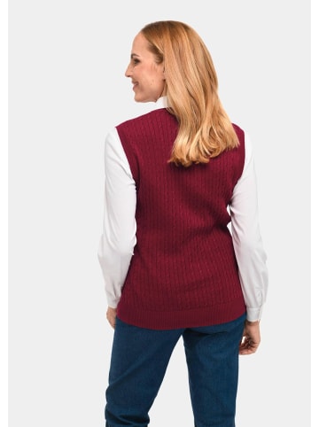 GOLDNER Pullunder Pullunder mit zeitlosem Zopfmuster in dunkelrot