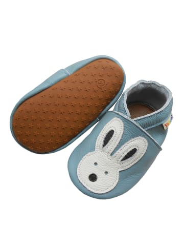 Yalion Leder-Krabbelschuhe "Hase" in Blau