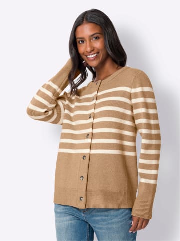 Heine Strickjacke in camel-ecru-geringelt