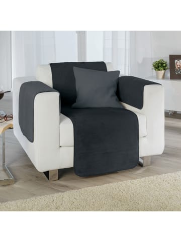 Erwin Müller Baumwollmischung Armlehnenschoner 2er-Pack Matera in schwarz/grau