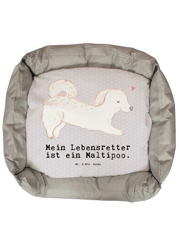 Mr. & Mrs. Panda Hundebett Maltipoo Lebensretter mit Spruch in Grau Pastell