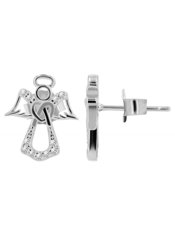 Adeliás Damen Ohrstecker Engel aus 925 Silber mit Zirkonia in silber
