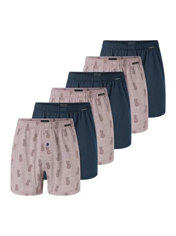 Schiesser Boxershorts Singel-Jersey in Dunkelblau / rot