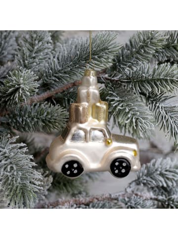 Chic Antique Christbaumschmuck Auto mit Geschenken in Antique Latte